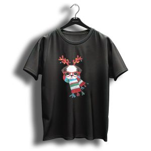 Shihtzu Dog Reindeer Antlers Scarf Christmas Holiday T-Shirt