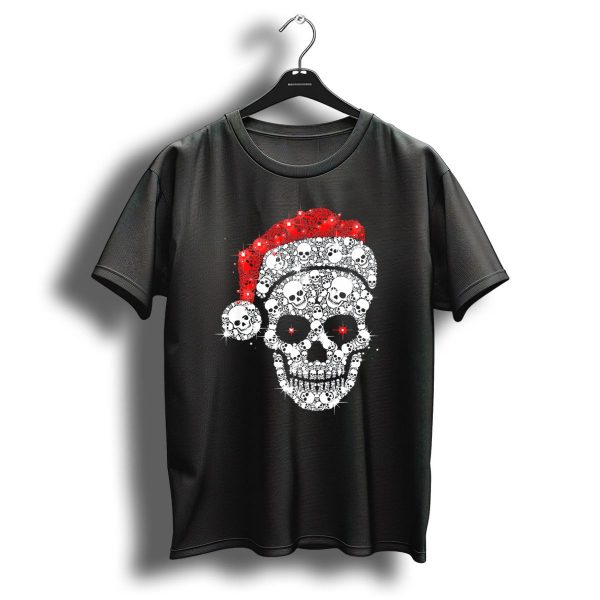 Shiny Skull Rhinestone Santa Hat Christmas Skulls T Shirt 1 t shirt 1
