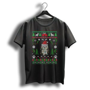 Shitzu Christmas Reindeer Santa Hat Ugly T Shirt