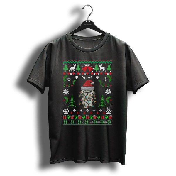 Shitzu Christmas Reindeer Santa Hat Ugly T Shirt 1 t shirt 1