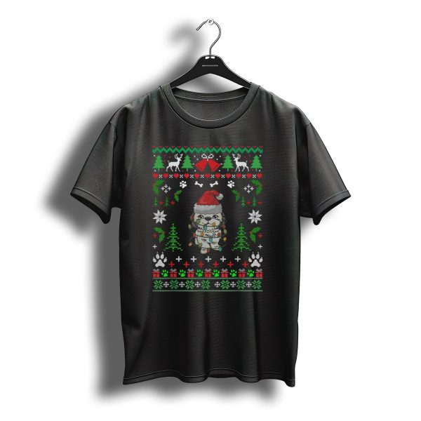 Shitzu Christmas Reindeer Santa Hat Ugly T Shirt t shirt 1