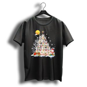 Siberian Husky Christmas Tree Reindeer Moon Snowman T Shirt