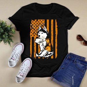 Siberian Husky Mom Texas Longhorns Flag Stars T-Shirt