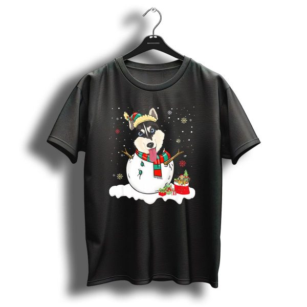 Siberian Husky Snowman Christmas Cheer With Festive Hat And Gifts T Shirt 1 t shirt 1
