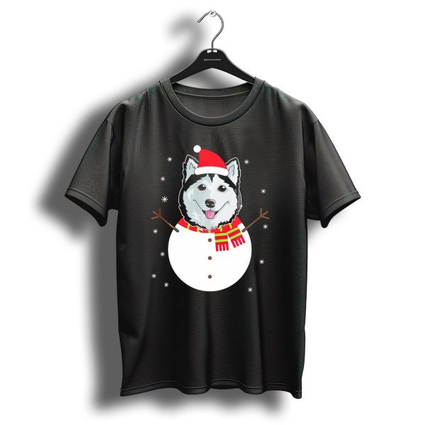 Siberian Husky Snowman Christmas Santa Hat Scarf T Shirt 1 t shirt 1