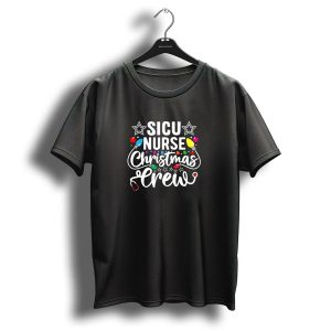 Sicu Nurse Christmas Crew Medical Surgical Icu Festive Lights Stethoscope Stars T-Shirt