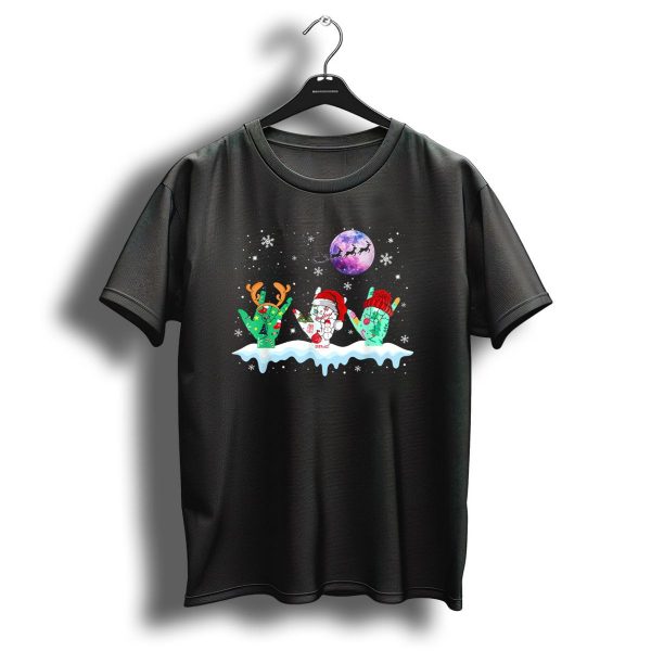Sign Language Christmas Reindeer Santa Moon Snowflakes T Shirt 1 t shirt 1