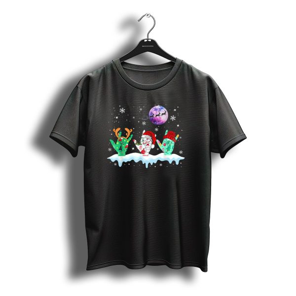 Sign Language Christmas Reindeer Santa Moon Snowflakes T Shirt t shirt 1