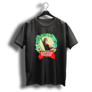 Silent Night Evil Night Christmas Wreath Horror Santa T Shirt 1