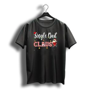 Single Dad Claus Christmas Santa Hat Lights T-Shirt