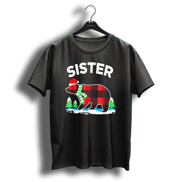 Sister Bear Red Buffalo Plaid Christmas Santa Hat Scarf T Shirt 1 t shirt 1