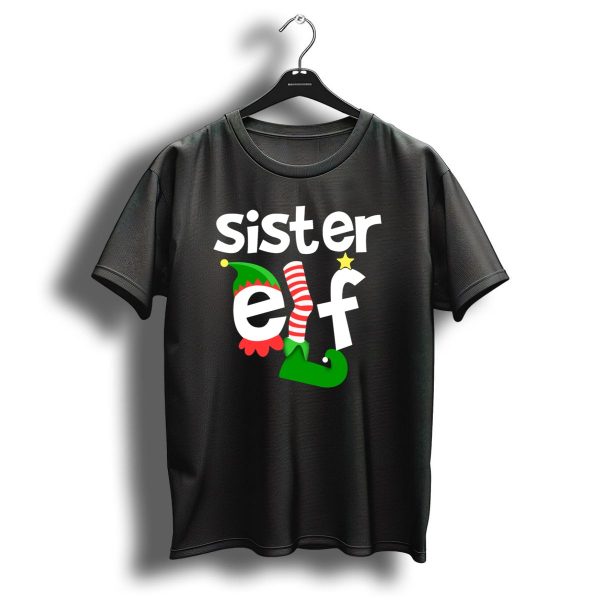 Sister Elf Christmas Hat And Stocking T Shirt 1 t shirt 1