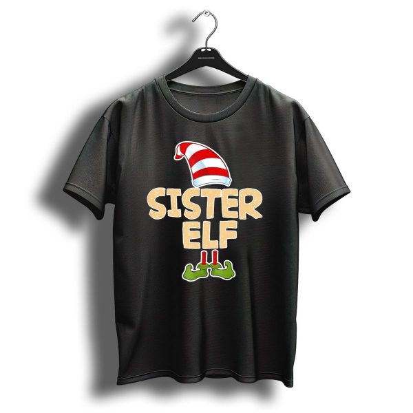 Sister Elf Merry Funny Christmas Hat And Shoes T Shirt 1 t shirt 1