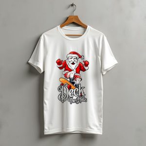 Skateboarding Santa Claus Deck The Halls Christmas Holiday Fun T-Shirt