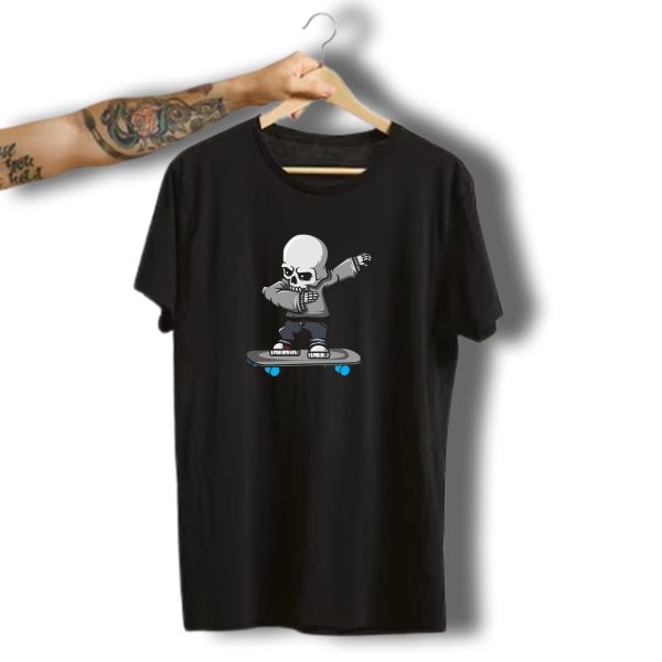 Skater Skeleton Dabbing Halloween Funny T Shirt t shirt 1