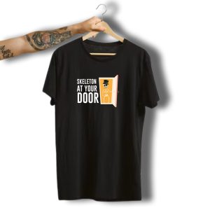 Skeleton At Your Door Creepy Top Hat Halloween T-Shirt