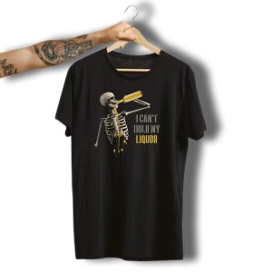 Skeleton Cant Hold My Liquor Halloween Party Drinking Bottle T-Shirt