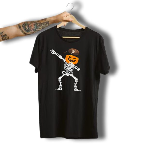 Skeleton Dabbing Pirate Pumpkin Halloween T Shirt t shirt 1