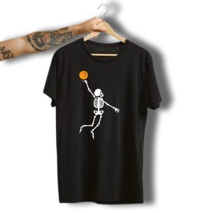 Skeleton Halloween Basketball Dunking Skull Sport T-Shirt