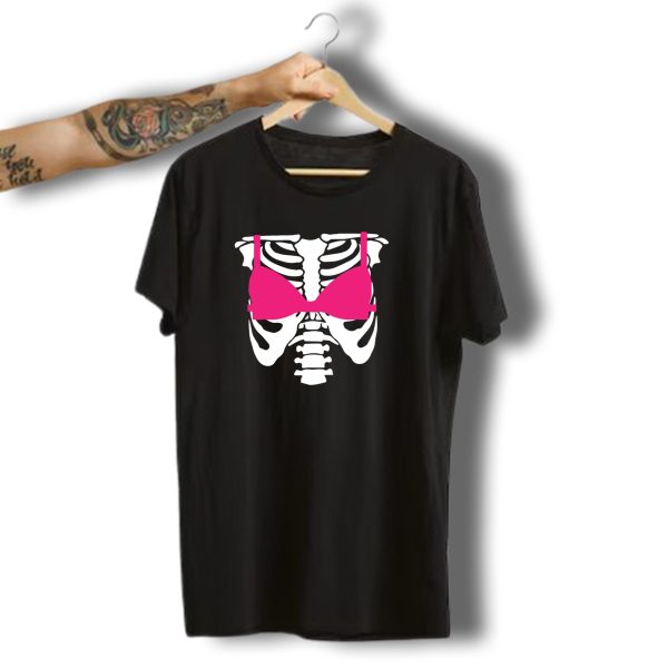 Skeleton Halloween Pink Bra Brassiere Ribcage T Shirt 1 t shirt 1