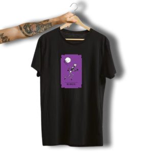 Skeleton Halloween Runner Moon Bats Purple T-Shirt