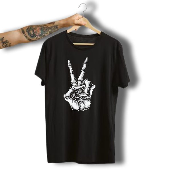 Skeleton Hand Peace Sign Halloween Night T Shirt 1 t shirt 1
