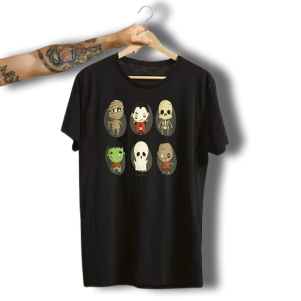 Skeleton Happy Halloween Day Mummy Vampire Skull Zombie Characters T Shirt 1 t shirt 1