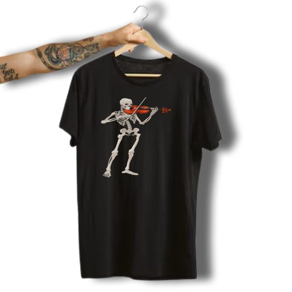 Skeleton Playing A Violin With Halloween Vibes T Shirt 1 t shirt 1