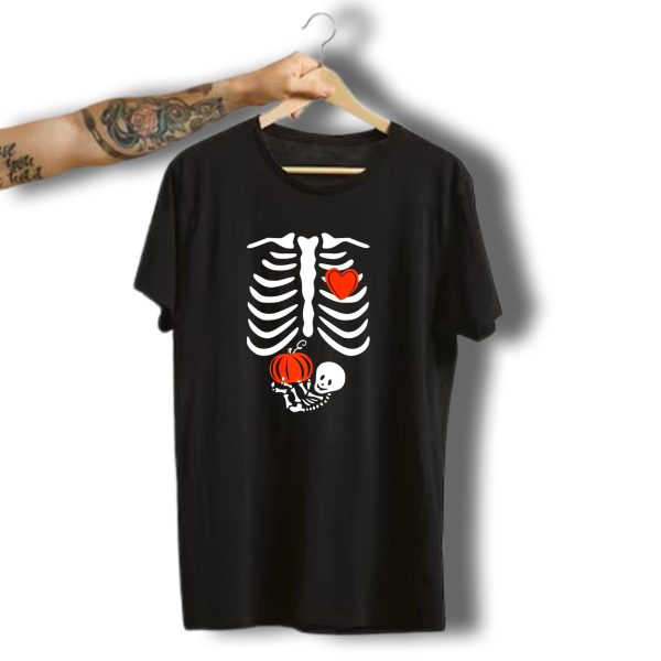 Skeleton Pregnancy Announcement Halloween Thanksgiving Combo T Shirt 1 t shirt 1