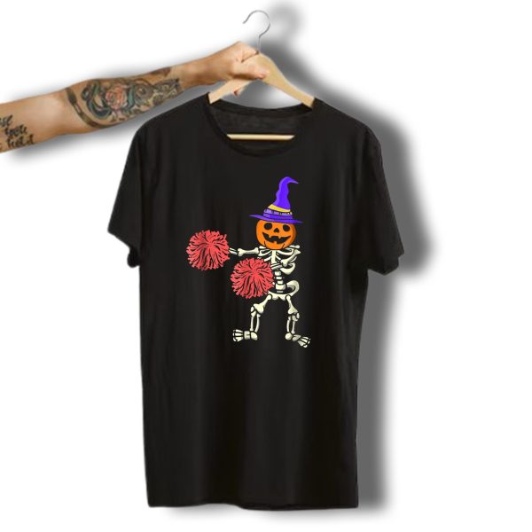Skeleton Pumpkin Cheerleader Halloween Dance Flossing T Shirt t shirt 1