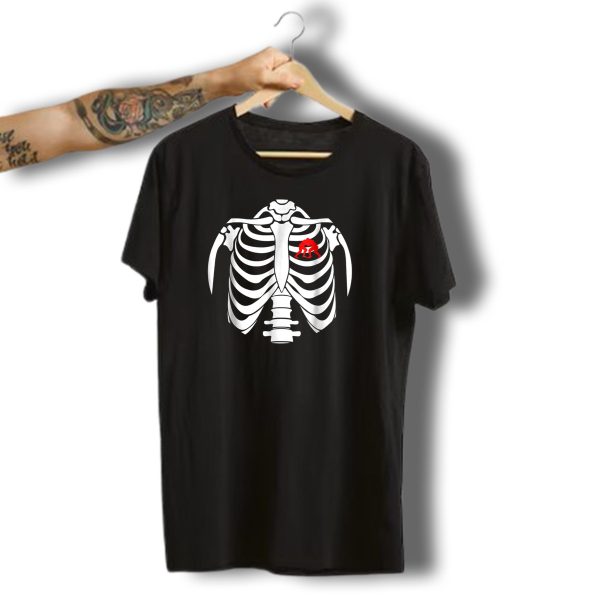 Skeleton Rib Cage With Red Wrestling Symbol Halloween Sports T Shirt 1 t shirt 1