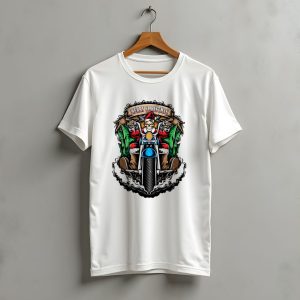 Skeleton Santa Biker Merry Christmas T-Shirt