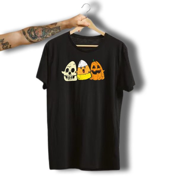 Skeleton Skull Candy Corn Pumpkin Fun Halloween T Shirt t shirt 1