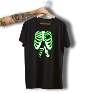 Skeleton Xray Halloween Costume Pizza And Beer Heart Rib X Ray T-Shirt