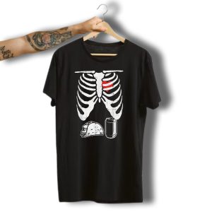 Skeleton Xray Halloween Taco Beer Pregnancy Heart T-Shirt