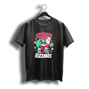Skibidi Rizzmas Santa Claus Skateboarding Christmas T-Shirt