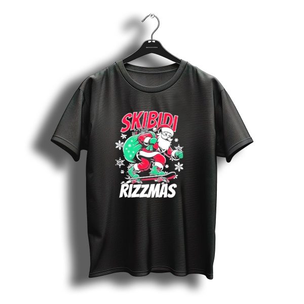 Skibidi Rizzmas Santa Claus Skateboarding Christmas T Shirt t shirt 1