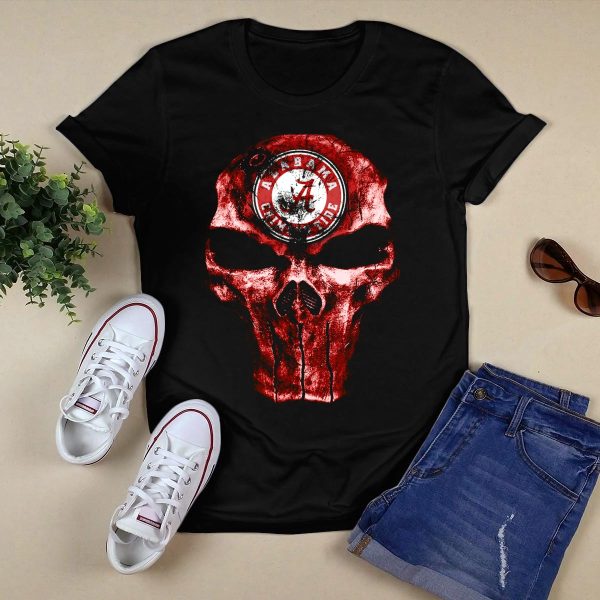Skull Alabama Crimson Tide %D0%9F%D0%BB%D0%B0%D0%BA%D0%B0%D1%82 T Shirt Style 1 Black 1