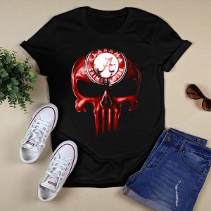 Skull Alabama Crimson Tide Logo Punisher Style T Shirt