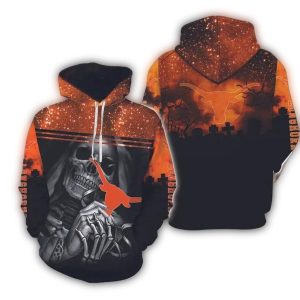 Skull Death Hold Texas Longhorns Halloween All Over Print Hoodie