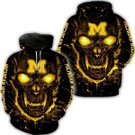 Skull Fire Eyes Michigan Wolverines All Over Print Hoodie