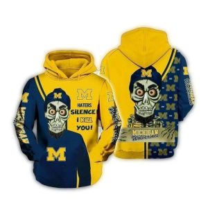 Skull Haters Silence I Kill You Michigan Wolverines All Over Print Hoodie