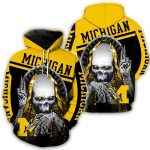 Skull Hold Michigan Wolverines All Over Print Hoodie