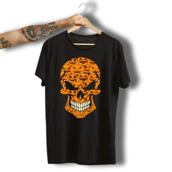 Skull Of Pumpkins Halloween Jack O Lantern Face T Shirt t shirt 1