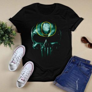 Skull Oregon Ducks Logo Dark Green T-Shirt