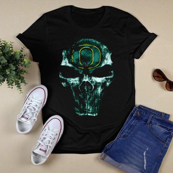 Skull Oregon Ducks T Shirt 1