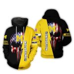 Skull Punisher With Flag American Michigan Wolverines All Over Print Hoodie