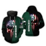 Skull Punisher With Flag American And Logo Oregon Ducks All-Over Print Hoodie