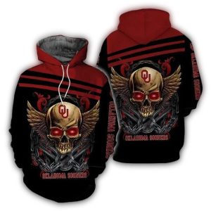 Skull Wings With Oklahoma Sooners All-over Print Hoodie