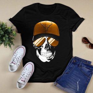 Skull With Texas Longhorns Cap And Sunglasses T-Shirt